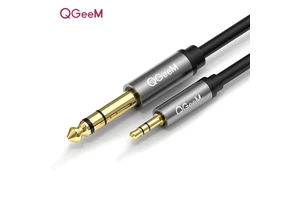 3.5mm 3 Pole/M to 6.35mm Stereo/M Audio Cable Stereo Audio Cable Aluminum Housing, for Guitar, Keyboard, Amplifier,Mixer,Speaker