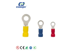 Insulated PVC Insulation Tin Plated 400V Rated Easy Entry Ring Trminal Wire Crimp Copper Connector Screw Terminal RE2-4