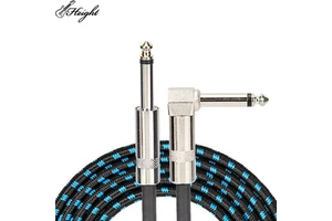 New HT-CE02 Straight Elbow 6.35 Audio Braided Guitar Cable Height's Effects Musical Instruments & Accessories