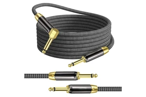 Manufacturer Wholesale Woven Right Angle 6.35mm to 1/4 Inch TS Guitar Cable Braided Electric Instrument Guitar Cables