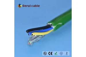 DERUL DERUL-3112 5 Cores Copper Conductor Shielded Flexible Chain Robot Servo Cable Outdoor Industrial 300-500V High Tensile PUR