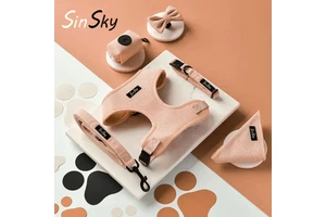 SinSky Custom Logo Tweed Luxury Pet Dog Harness Fashion Durable Dog Harness Personalized Adjustable No Pull Dog Harness Set