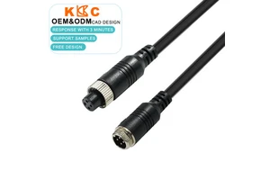 4-Pin Aviation Coiled Trailer Cable for RV Backup Camera Heavy Duty Spiral Extension Cord Rearview System Video Connector Cable