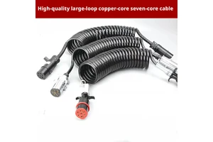7-Core Spiral Cable Assembly for Semi-Trailers, Truck & Trailer Wiring Harness, 7-Core Wire