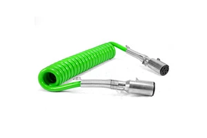 Trailer Part Accessories 7 Way Trailer Cable Heavy Duty 7 Core ABS Electrical Power Coil Cord Green Trailer Truck Cable