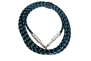 Double Color Nylon Braided Guitar Cable 3Meter 6.5MM MONO JACK Cable 6.35/6.5mm Jack Instrument Aux Cable
