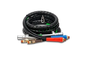 15 Ft 3 in 1 ABS & Rubber Power Semi Truck Trailer Air Lines Hose Assembly Wrap 7 Way Electrical Cord Cable with Glad Hand