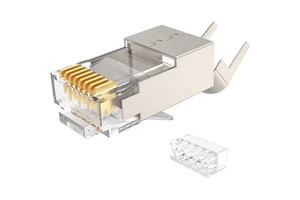 High Quality Silver PC+Copper Molded SFTP Shield Network Modular 8p8c Plug Cat7 RJ45 Connectors 100PCS/Per Box