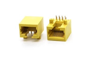 RJ45 Connector Yellow Color RJ45 8P8C 1x1 Port Female Socket Connector