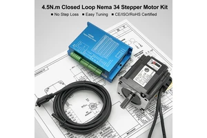 NEMA 34 Closed Loop Stepper Motor Kit 4.5N.m (637oz-in) with Hybrid Servo Driver & Cable for for CNC Router, 3D Printer