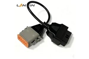 DT06-12S Deutsch 12Pin to OBD2 16Pin Adapter Cable Heavy Duty Diagnostic Harness
