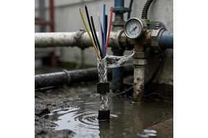 Direct Burial Vented Cable 24AWG Flat With Axial Air Passage Channels For Submersible Pump Underground Waterproof Application