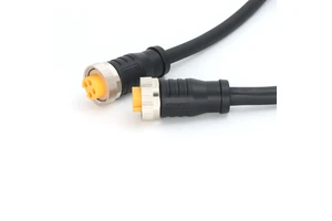 KRONZ 7/8 Inch Pre-Assembled Cable with 5 Pin A-Code Male Connector Straight PVC Black Unshielded Cable Assembly