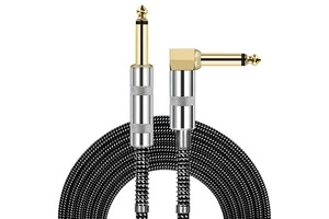 1FT 3FT 5FT 10FT 15FT 20FT 30FT 6.35MM Mono Guitar Audio Cable Gold Plated Angled Head 1/4 Inch 6.35MM Instrument Guitar Cable