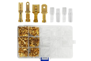 Pre-Insulated Metal Copper Brass Contact Male Cable Lug Wire Connector Twin Cord End Brass Crimp Terminal