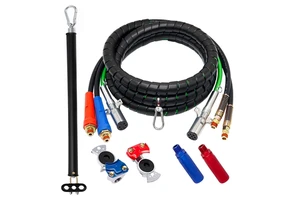 Heavy Duty 15 FT Trailer Rig Electric Cable Wrap Cord Air Line Hose Assembly with Emergency Universal Glad Hands and Handle