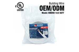 LINSHENG CUL Listed NMD90 14/2 AWG PVC Insulated Tinned Copper Building Wire 300V White Electrical Cable 65FT Residential Indoor