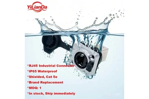 Ethercon Connector 8P Copper Pins Push Button Type Pass Trough 180 Degrees Waterproof Dustproof Shielded Cat 5 5e RJ45 Connector