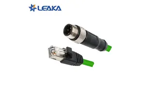 Industrial Ethernet M12 to RJ45 Connector for Sensors, IP67 Waterproof D-Code 4 Pin Cat6a PUR Cable Male Plug Customization