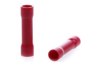Red Butt Connectors Crimp 100pcs 22-16AWG Butt Connector Fully Insulated PVC Wire Butt Splice Connectors, 22-16 Gauge