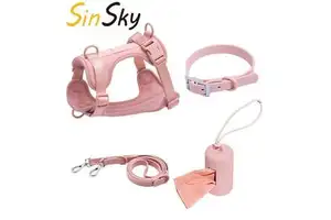 SinSky Waterproof Durable Silicon Dog Collar And Leash Set PVC Dog Harnesses Breathable Custom Dog Harness Set