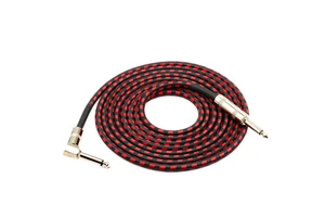 Stereo 1/4 Inch Straight to Right Angle Instrument Cable for Bass & Electric Guitar 3M/6M Braided PVC Coil