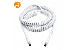 Elastic Coiled M12 8Pin Cable ROMTRONIC White Spiral Aviation Connector Wiring Harness For Medical Detection Instrument Robot