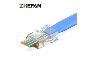 ZHEFAN Rj45 Cat6 Cat5e Pass Through Connector Gold Plated 8p8c Modular Ethernet Utp Network Plug Unshielded Pass Through Plug