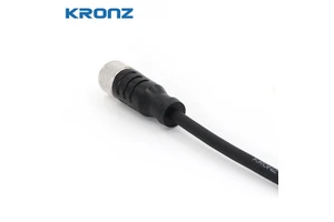 KRONZ M12 Cable Assembly Pre-assembled 2m Female Straight Connector PVC Black Unshielded IP67 for Industrial Sensor Applications