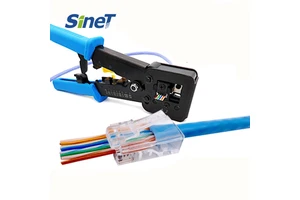3 Prong EZ Connectors Rj45 8P8C Plug UTP Pass through gold cat6 RJ45 Connector