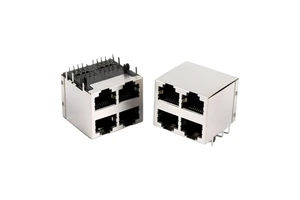 RJ45 2x2 Port Ethernet Jack Shielded 2*4 Through Hole RJ45 Female Connector Network Socket