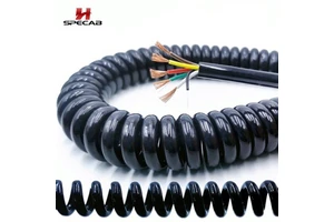 Durable TPU Spiral Control Cable 3 Core 1.5mm Coiled Signal Wire for EV Charging Interface Outdoor Power Supply System