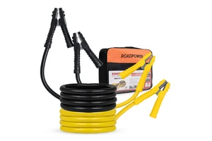 Roadpower Heavy Duty High-Conductivity Copper Car Booster Battery Cables 3M Weather Resistant PVC Insulated Spring-Loaded Clamps