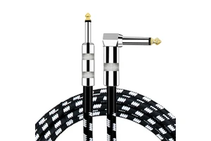 Guitar Cable 1/4" Right Angle to Straight 10 ft Instrument Cable Bass Amp Cord for Electric Guitar Bass Amplifier Audio