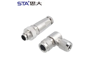 M9 Metal Field Installation Assembly Straight/Angled Shielded Male Female Plug 2 3 4 5 6 7 8 Pin IP67 Waterproof Connector