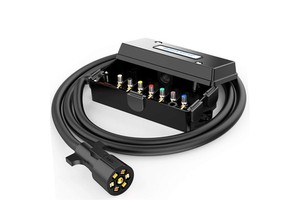 7 Way Trailer Electric Cord - Super Soft SAE 2586 8ft W/ 7 Gang Junction Box
