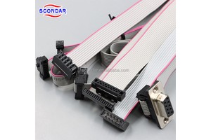 SCONDAR IDC Flat Gray Ribbon Cable 1.27mm 2.0 2.54mm DB9 Female To 10 Pin Connector Custom Wire Harness Cable Assembly Supplier