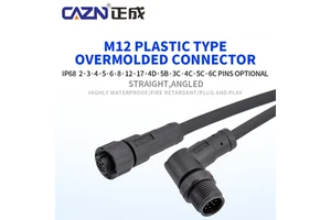 Factory 1 Meter M12 Brass Contact IP67 Rated Waterproof Unshielded Female Molding Cable 2-17 Pins Power Applications