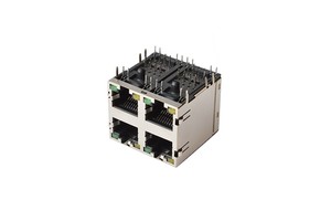 For RJ45-59 Female 2x2 Optical Fiber 4-Port LAN LED Network Connector (ABS Material)