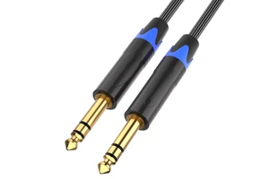 Straight 6.35 Guitar Bass AMP Cord Quarter Inch 6.3mm Male Jack Stereo Audio Balanced Line 1/4 Inch TRS Instrument Guitar Cable