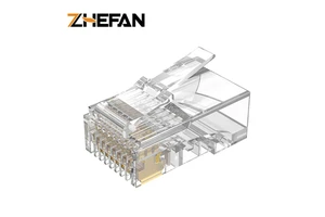 Brass Pin Cat5e Connector Waterproof Utp Cat5e 8p8c Modular Plug Gold Plated Rj45 Connector Cat5e Unshielded Plug