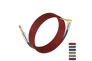 Factory Custom Length Braided Guitar Cable 6.35mm Mono Jack TS to Straight Male Cord Male to Male Instrument Audio Cables