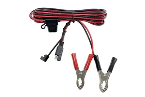 SAE Quick Disconnect Plug to Battery Alligator Clips Wire Harness with Fuse Holder SAE Quick Adapter to Alligator Clips Cable
