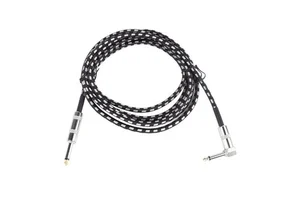 Guitar Cable Copper Core Noise Reduction Good Sound Transmission Right Angle Guitar Cord for Bass Black White 3 m / 9.8ft