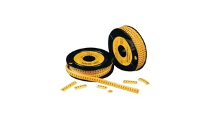 Yellow PVC Cable Markers Strips Circle Design Wiring Accessories