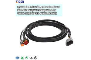 Factory Custom Wiring Harness Nylon Braided Extension Cable for Truck Trailer Tractor Forklift Harvester Agricultural Machinery