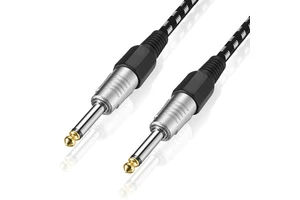 Bochara Braided 1/4'' Jack 6.35mm TS Guitar Instrumental Cable for Amplifier Electric Guitar Mixer 3m 6m 10m