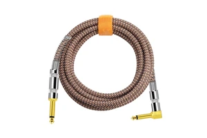 Factory OEM Logo Premium Instrument Guitar Cable 6.35mm TS Mono to 1/4In Jack Braided Cable for Electric Bass