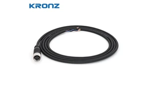 KRONZ 10M Pre-Assembled M12 Female Straight Connector 4 Pin PVC Black Unshielded Cable Circular Industrial Sensor Assembly