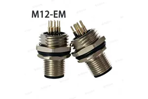 Power Cable M12 4-Pin Industrial Welding Front Fastened Female Socket Energy Storage IP67 Waterproof Copper 200A Aluminum PC